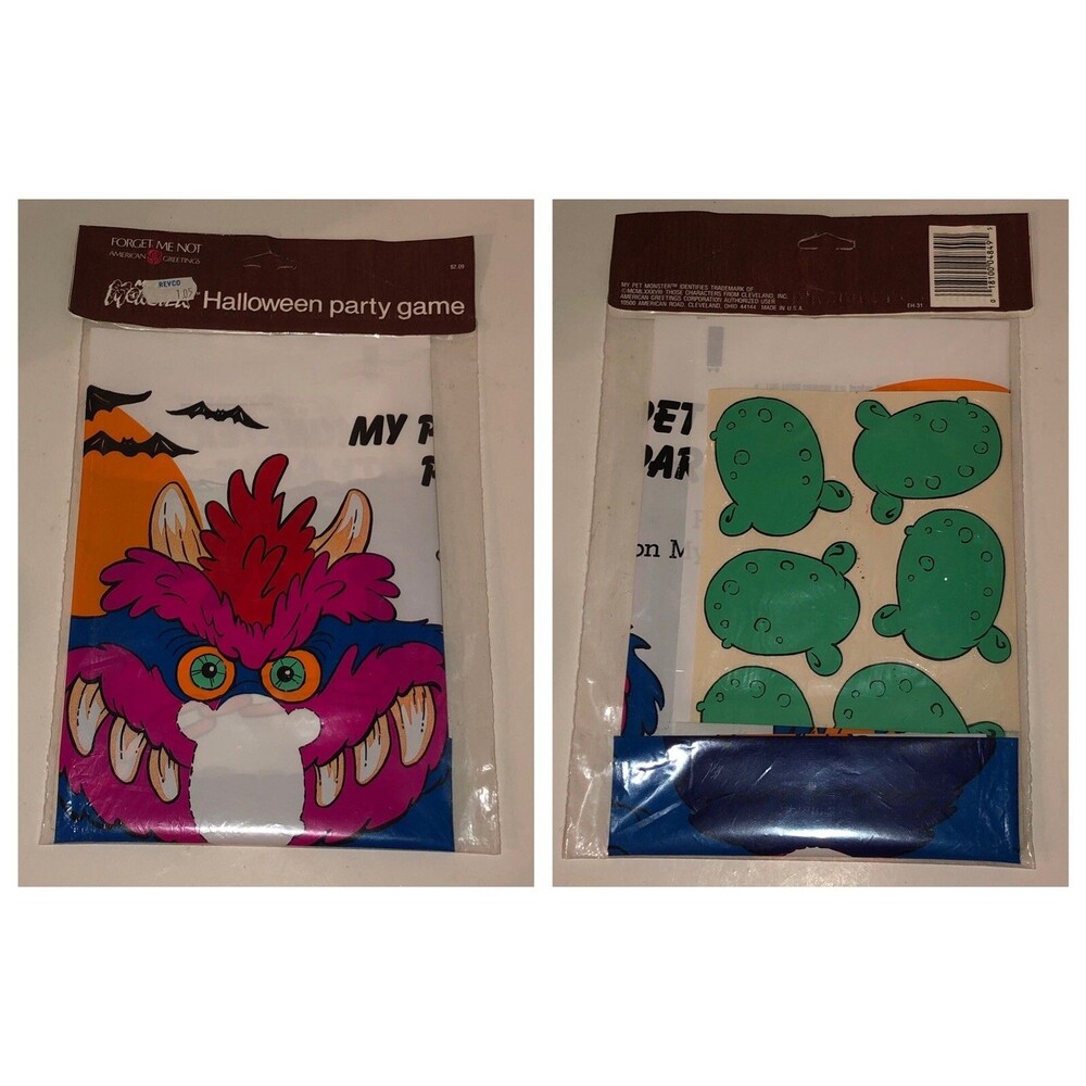 Vintage My Pet Monster 1988 Halloween Party Game Pin The Nose New Sealed RARE